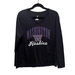 UW University of Washington Huskies Women’s V Neck shirt Black Size Medium